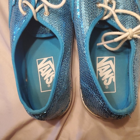 Sparkling Light blue Sequin Vans - Sz 10.5 - Picture 5 of 7